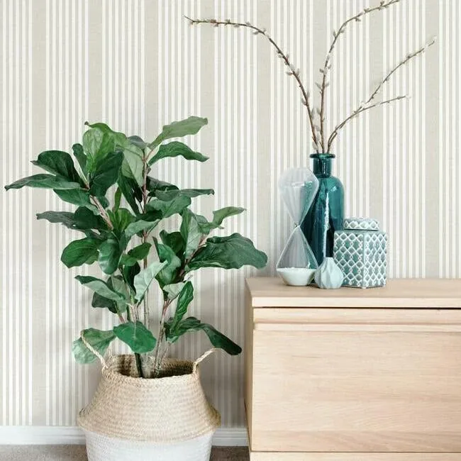 York Wallcoverings French Linen Stripe Soft Linen Wallpaper - SKU SR1581