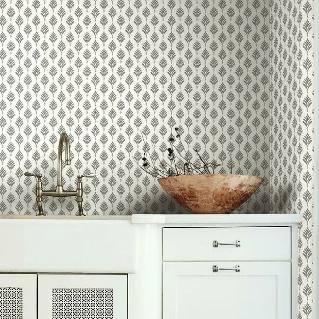 York Wallcoverings French Scallop Grey Wallpaper - SKU CV4457