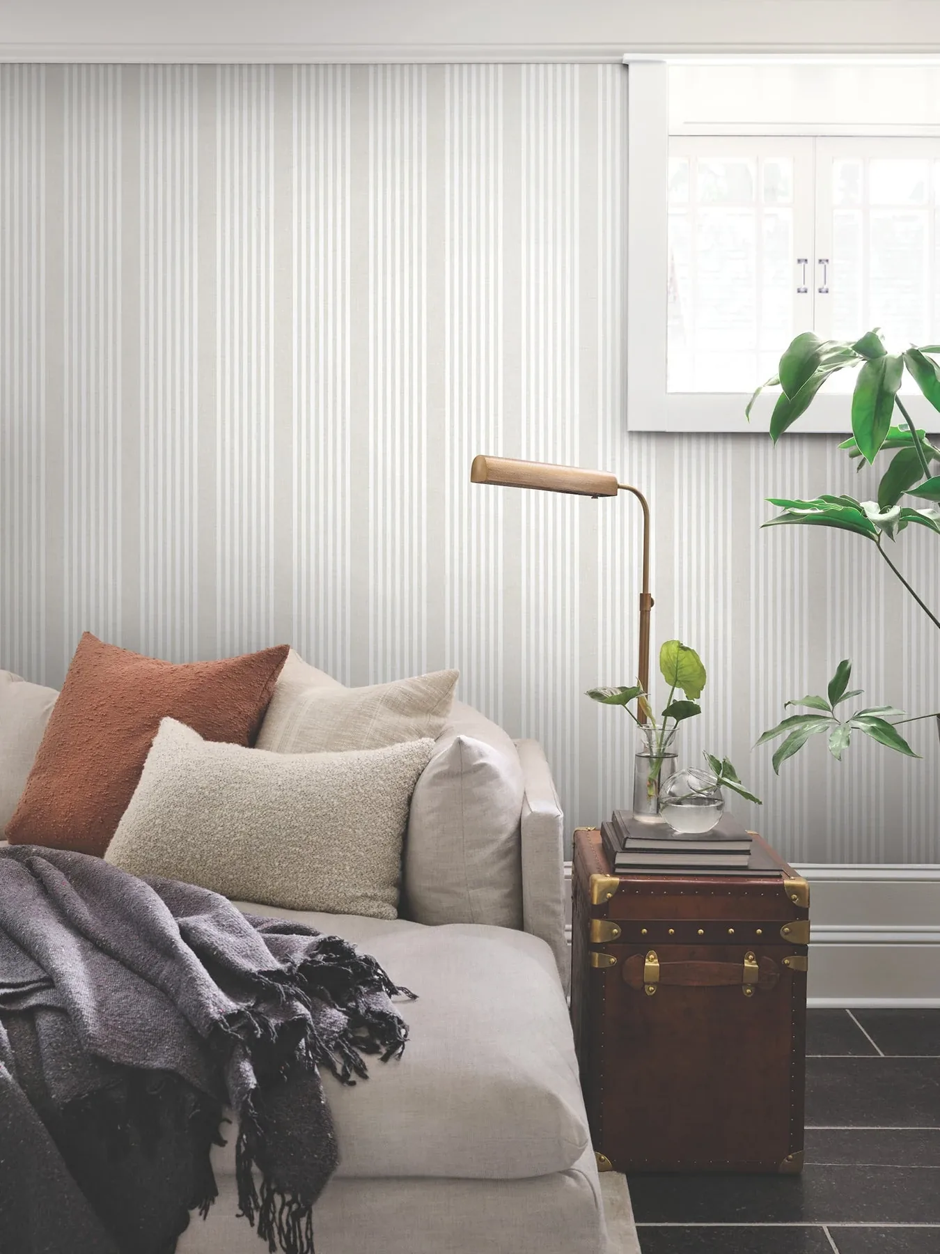 York Wallcoverings French Soft Linen Stripe Wallpaper - SKU SR1581MH
