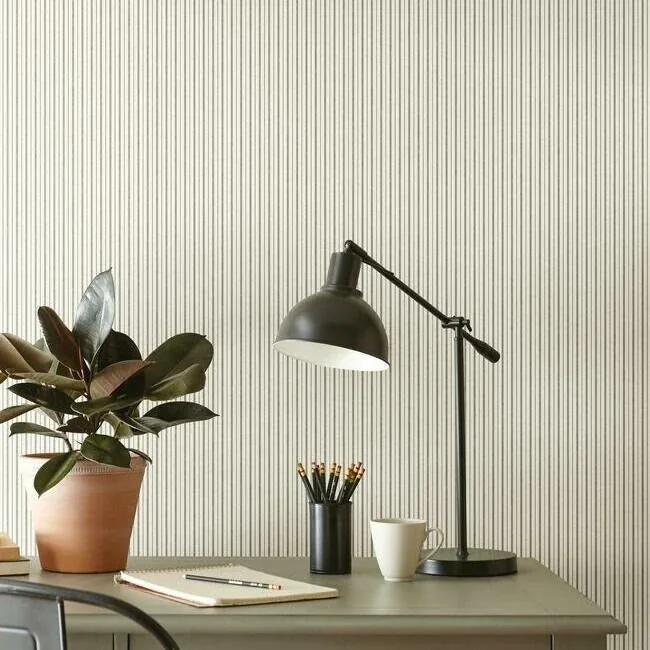 York Wallcoverings French Ticking Charcoal & Black Wallpaper - SKU ME1561