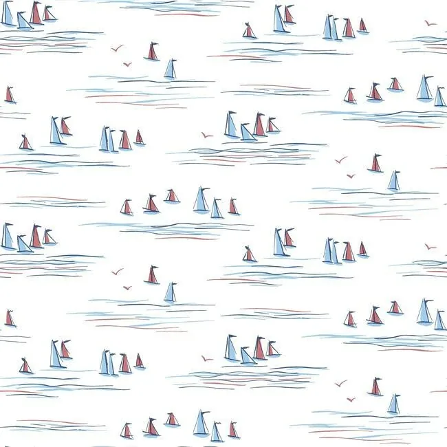 York Wallcoverings Full Sails Blue & Red Wallpaper - SKU CV4461
