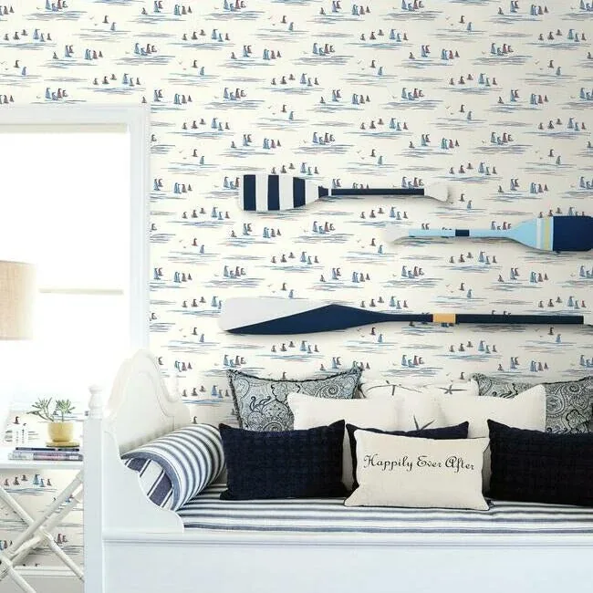 York Wallcoverings Full Sails Blue & Red Wallpaper - SKU CV4461