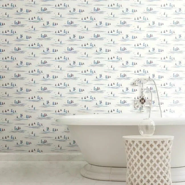 York Wallcoverings Full Sails Blue & Red Wallpaper - SKU CV4461