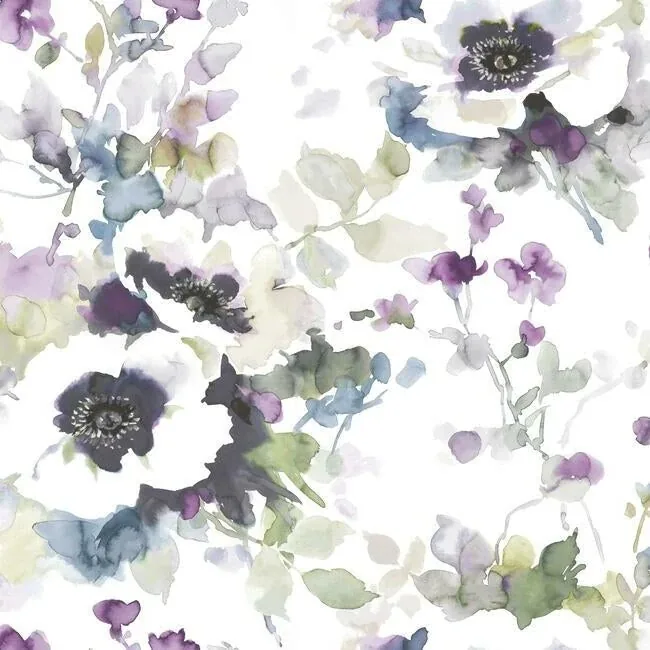 York Wallcoverings Garden Anemone Lilac & Green Peel & Stick Wallpaper - SKU PSW1082RL