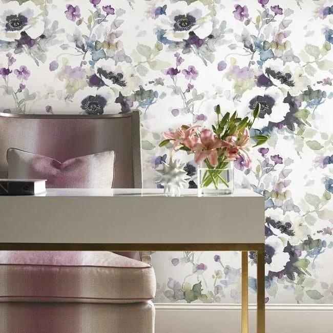 York Wallcoverings Garden Anemone Lilac & Green Peel & Stick Wallpaper - SKU PSW1082RL