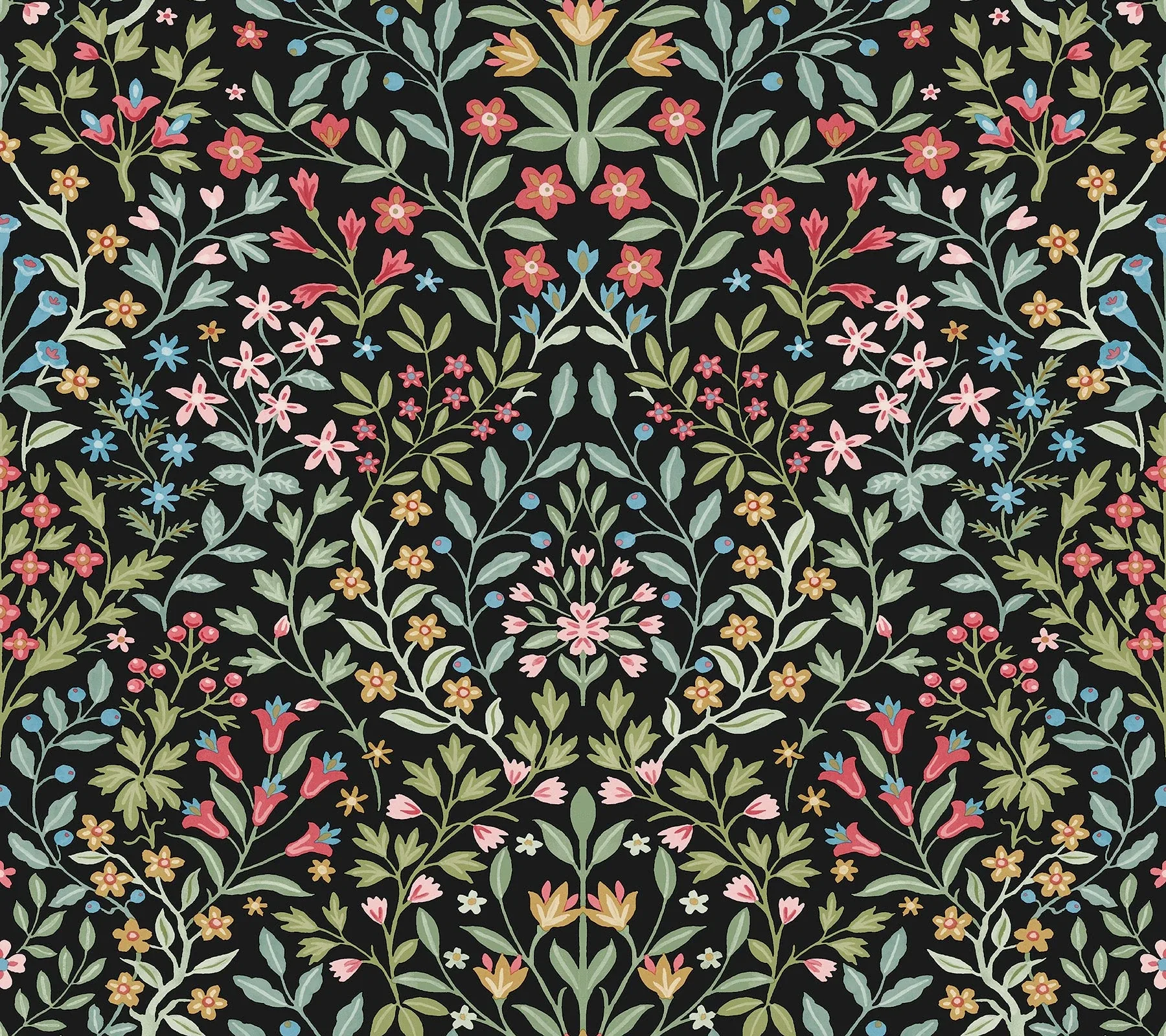 York Wallcoverings Garden Black & Multicolor Terrace Wallpaper - SKU MF4721
