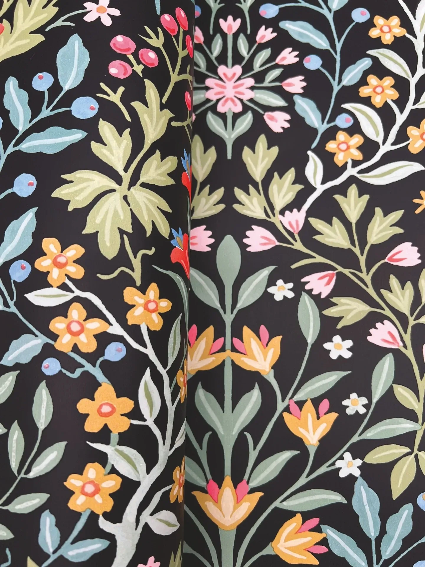 York Wallcoverings Garden Black & Multicolor Terrace Wallpaper - SKU MF4721