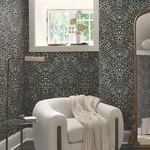 York Wallcoverings Garden Black & Neutral Terrace Wallpaper - SKU MF4725