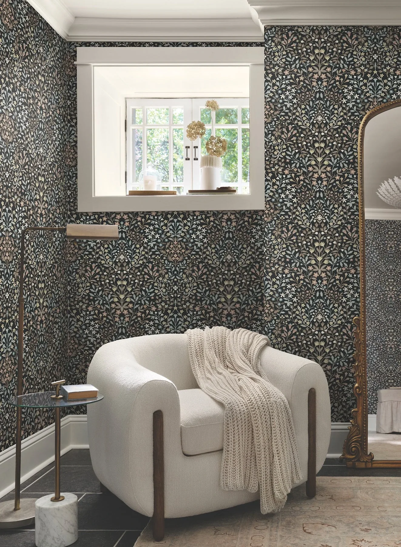 York Wallcoverings Garden Black & Neutral Terrace Wallpaper - SKU MF4725