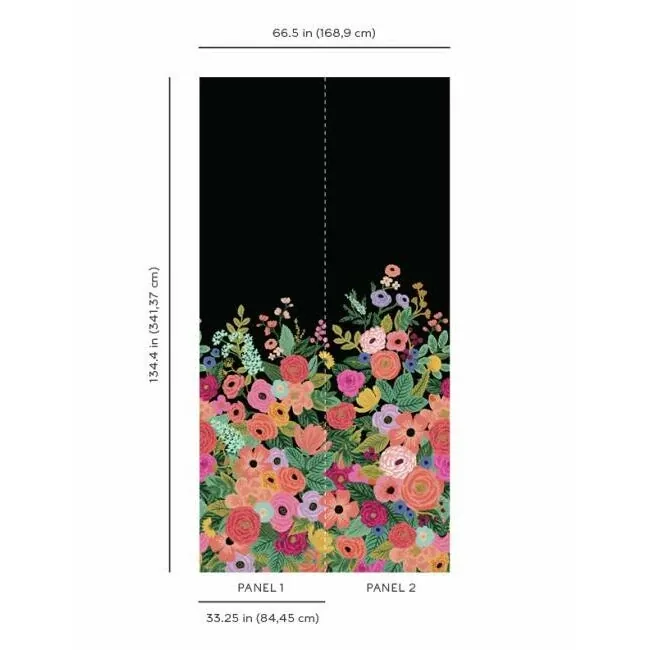 York Wallcoverings Garden Party Black Wall Mural - SKU RI5192M