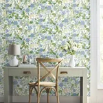York Wallcoverings Garden Party Blue & Green Multi Peel & Stick Wallpaper - SKU PSW1484RL