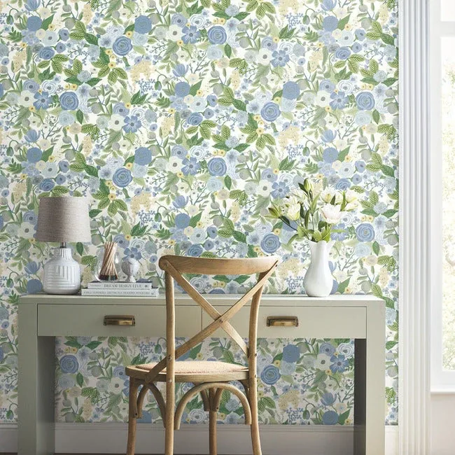 York Wallcoverings Garden Party Blue & Green Multi Peel & Stick Wallpaper - SKU PSW1484RL