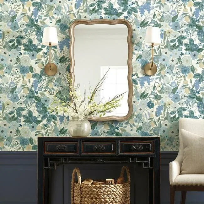 York Wallcoverings Garden Party Blue Peel & Stick Wallpaper - SKU PSW1201RL