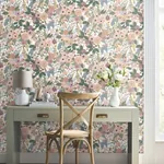 York Wallcoverings Garden Party Blush Multi Peel & Stick Wallpaper - SKU PSW1483RL