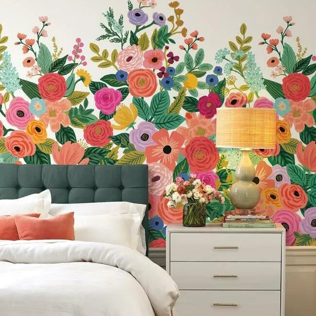 York Wallcoverings Garden Party Bright Pink Wall Mural - SKU RI5190M