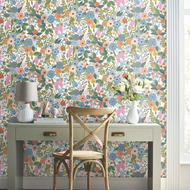 York Wallcoverings Garden Party Cobalt Multi Peel & Stick Wallpaper - SKU PSW1485RL