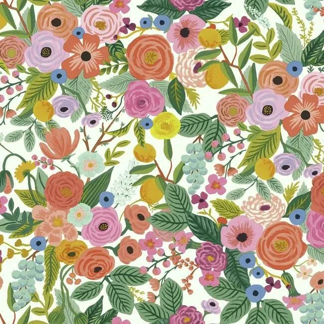 RI5119 | Garden Party Coral & Orange Wallpaper