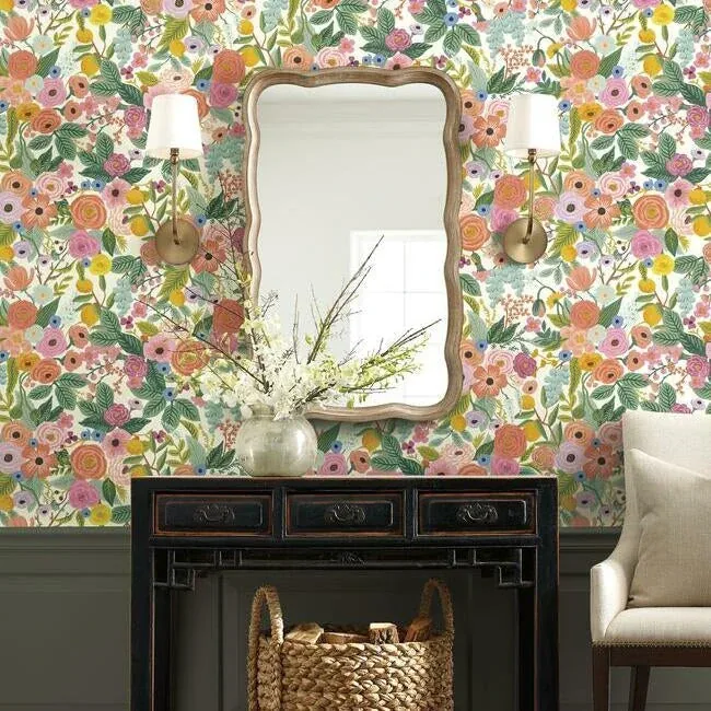 York Wallcoverings Garden Party Rose Peel & Stick Wallpaper - SKU PSW1200RL