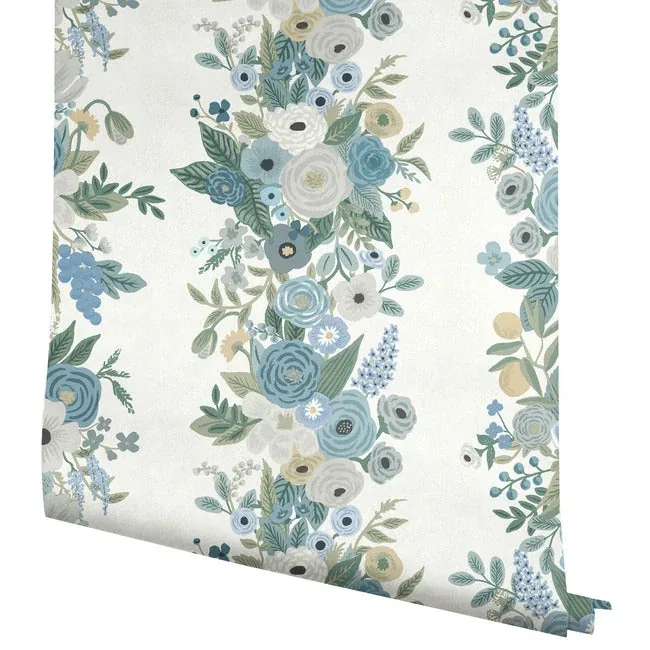 York Wallcoverings Garden Party Trellis White & Blue Wallpaper - SKU RP7314