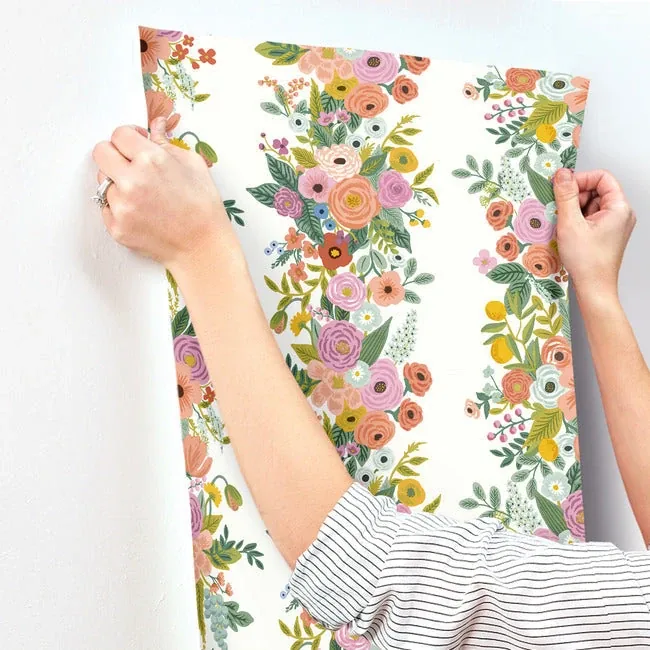 York Wallcoverings Garden Party Trellis White & Dark Pink Wallpaper - SKU RP7310