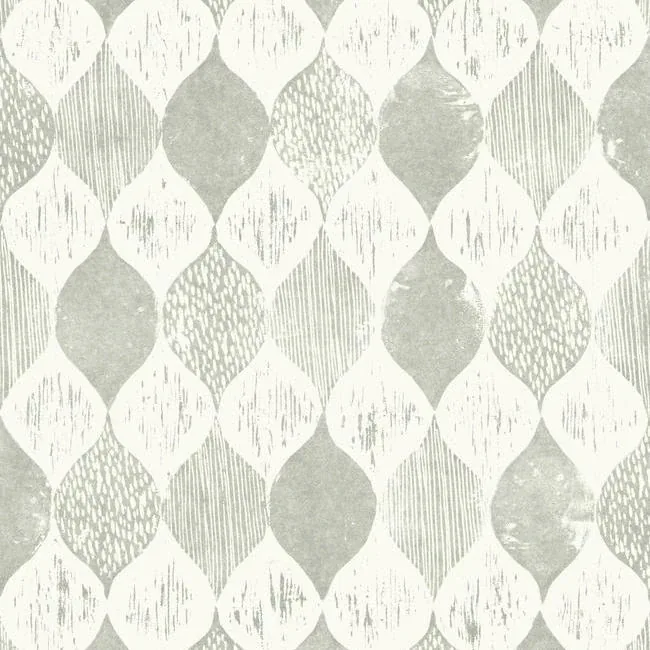 York Wallcoverings Garden Trowel Woodblock Print Grey Wallpaper - SKU ME1564
