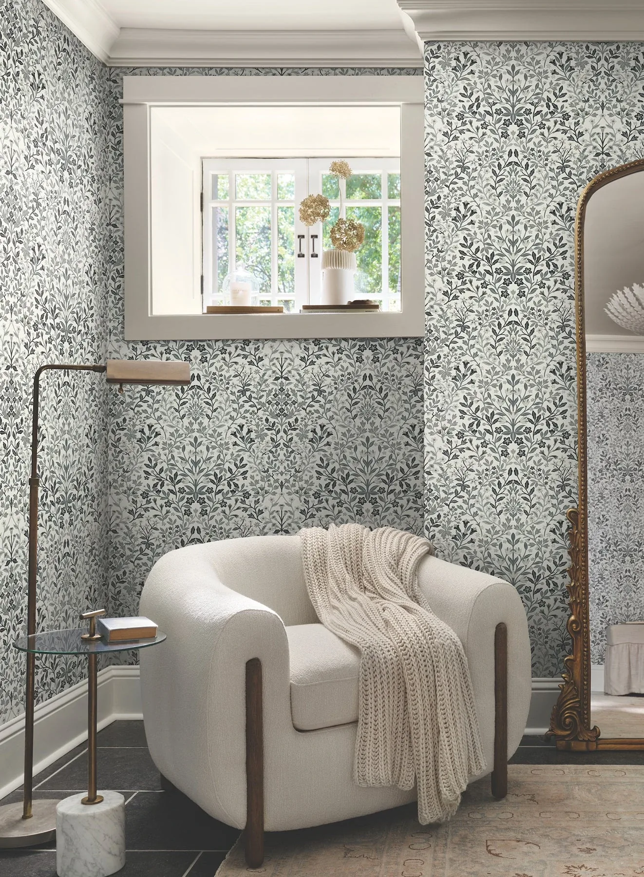 York Wallcoverings Garden White & Black Terrace Wallpaper - SKU MF4724