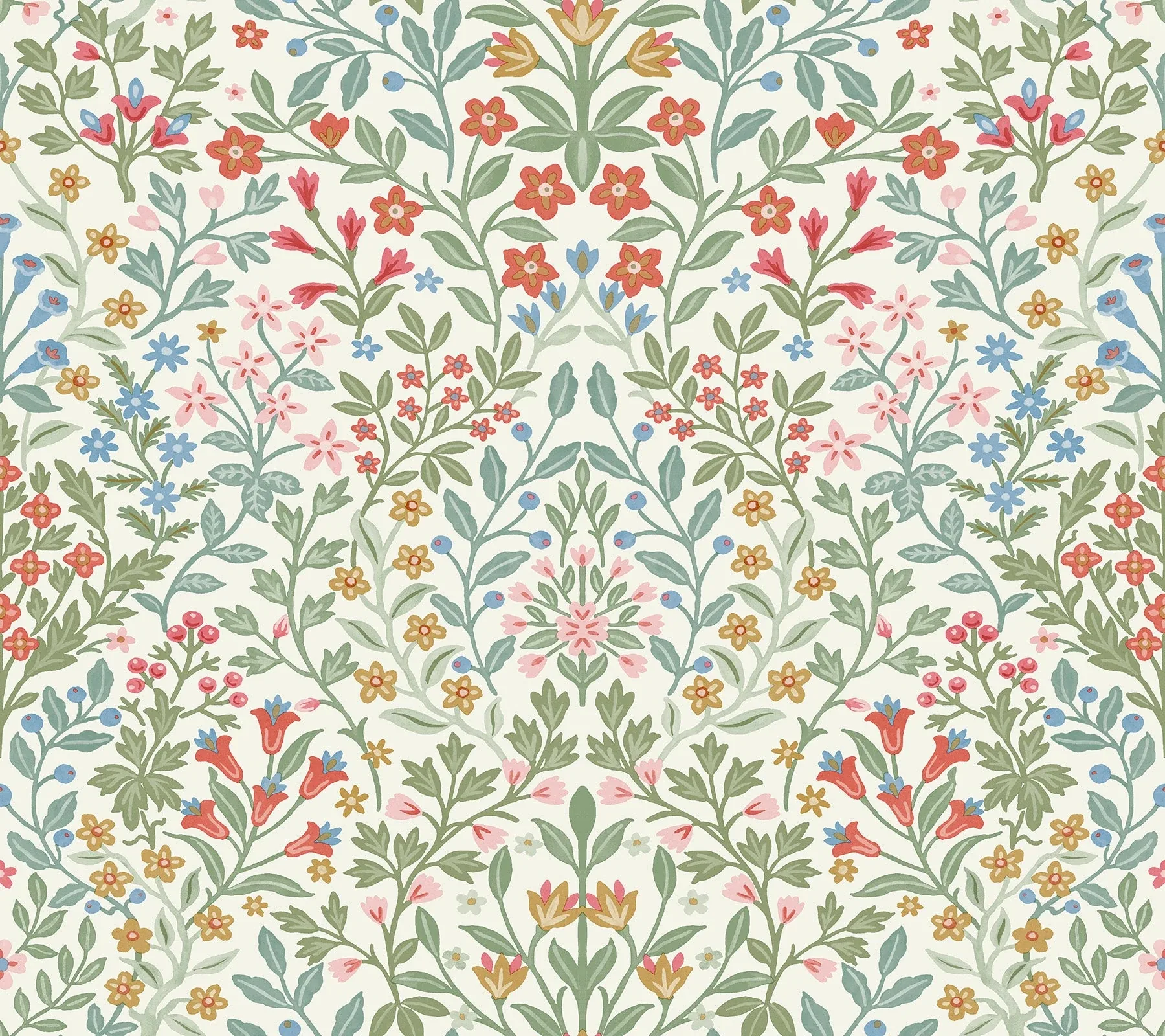 MF4726 | Garden White & Multicolor Terrace Wallpaper