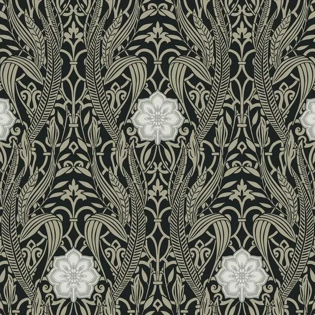 DM4995 | Gatsby Damask Black Wallpaper