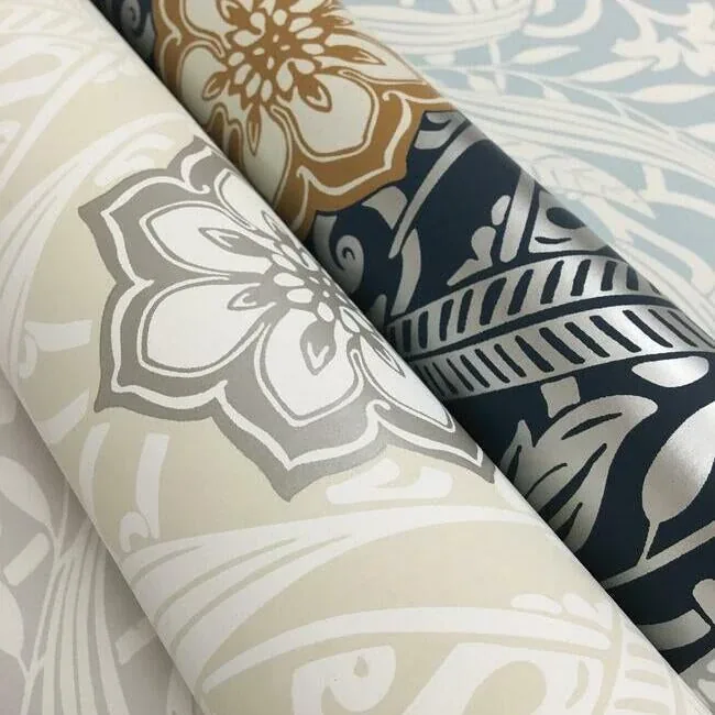 York Wallcoverings Gatsby Damask Blue Wallpaper - SKU DM4991