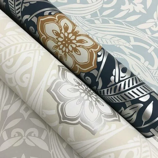 York Wallcoverings Gatsby Damask Blue Wallpaper - SKU DM4991