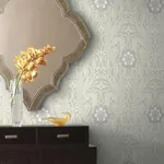 York Wallcoverings Gatsby Damask Grey Wallpaper - SKU DM4992