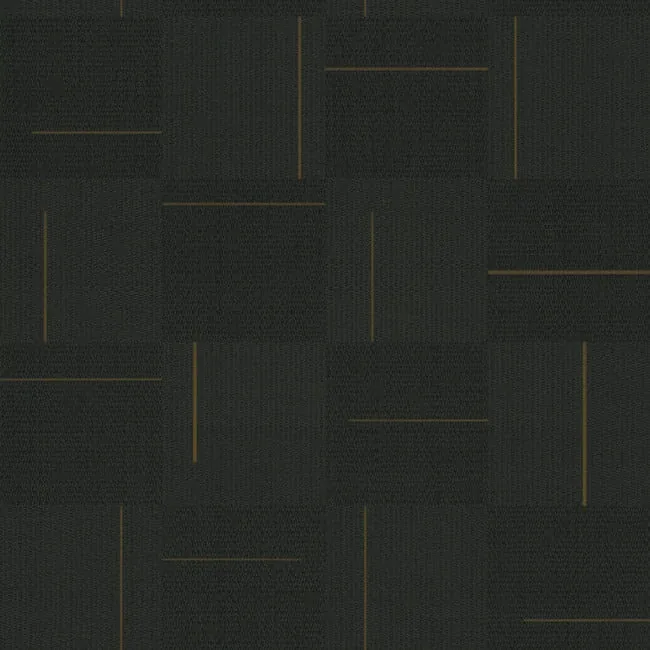 York Wallcoverings Geo Block Weave Black Wallpaper - SKU SI24905