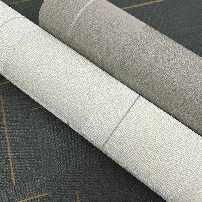 York Wallcoverings Geo Block Weave Taupe Wallpaper - SKU SI24903