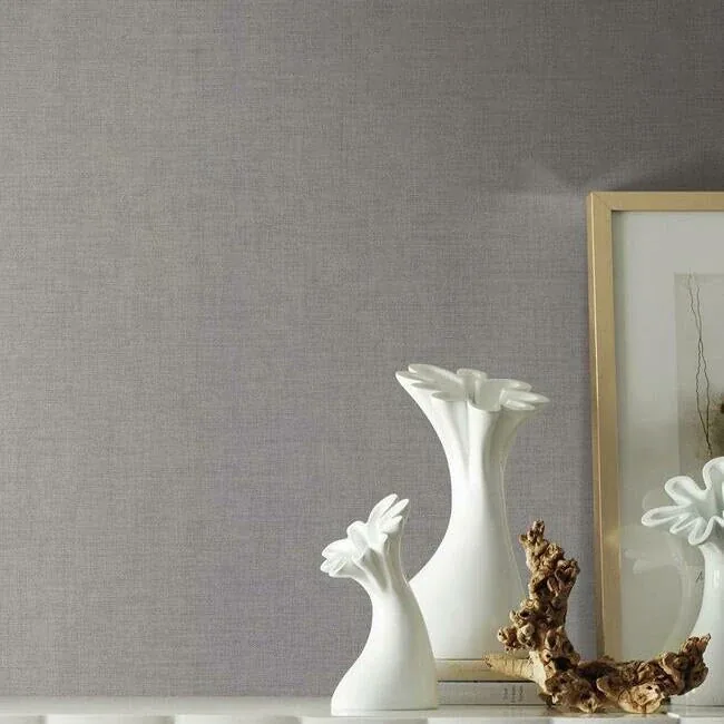 York Wallcoverings Gesso Weave Grey Wallpaper - SKU 5953