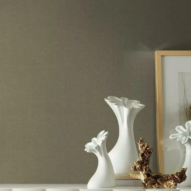 York Wallcoverings Gesso Weave Moss Green Metallic Wallpaper - SKU 5954