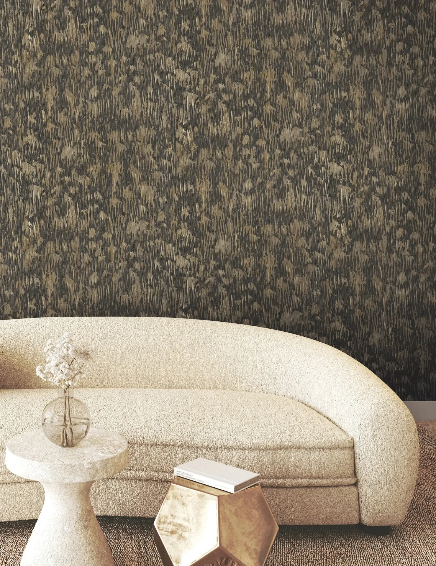 York Wallcoverings Gilded Plume Black Wallpaper - SKU FM1004