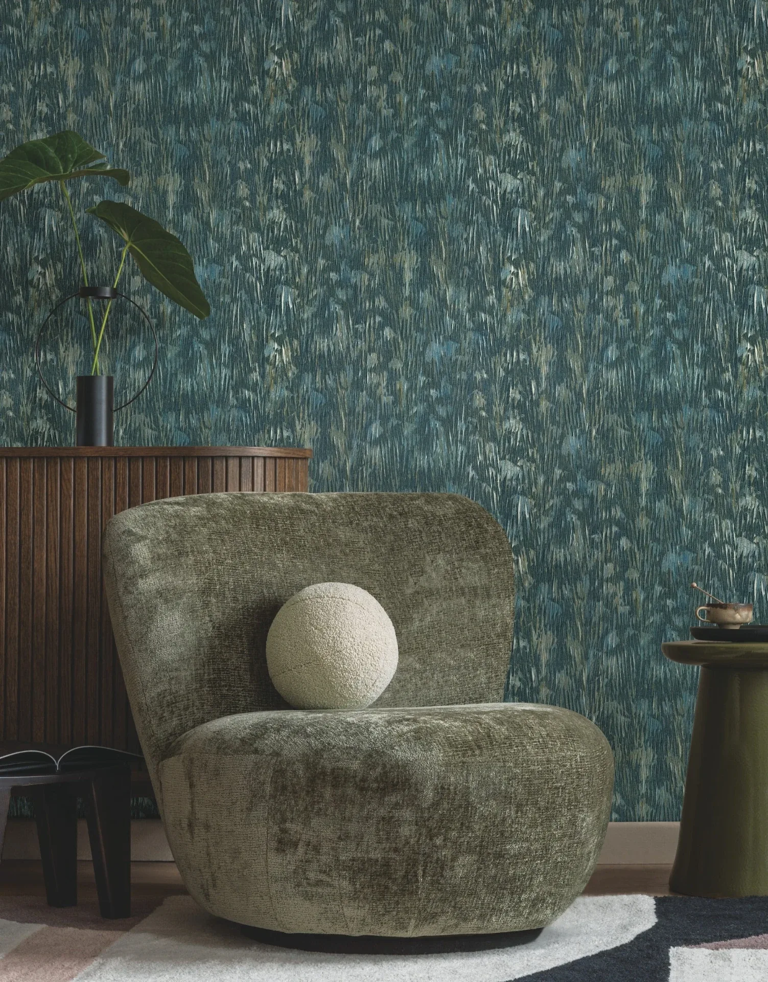 York Wallcoverings Gilded Plume Teal Wallpaper - SKU FM1001