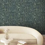 York Wallcoverings Gilded Plume Teal Wallpaper - SKU FM1001