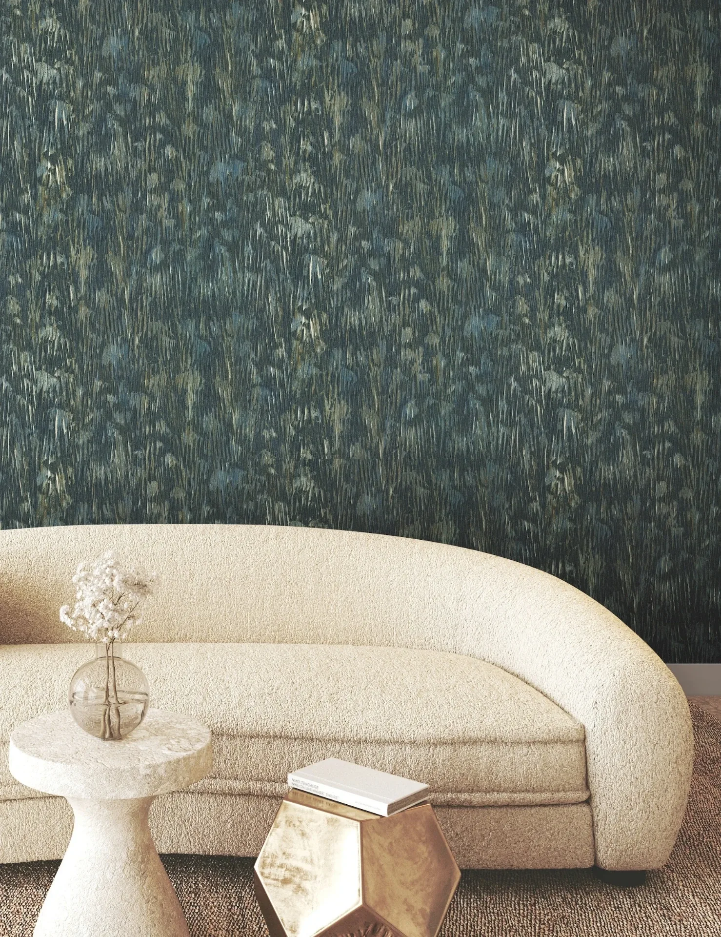 York Wallcoverings Gilded Plume Teal Wallpaper - SKU FM1001