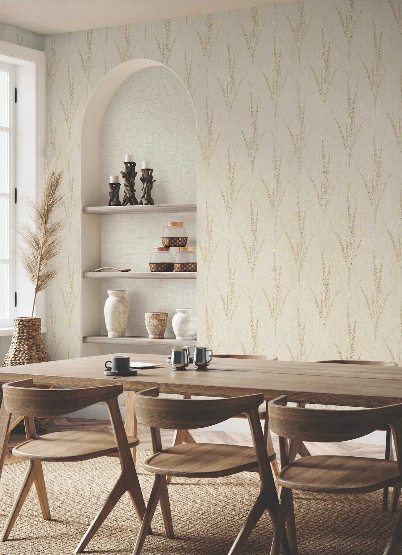York Wallcoverings Graceful Willow Pale Straw Wallpaper - SKU GN2642