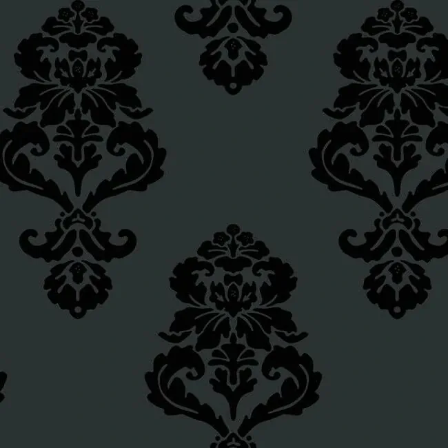 York Wallcoverings Graphic Damask Black Wallpaper - SKU BL0397