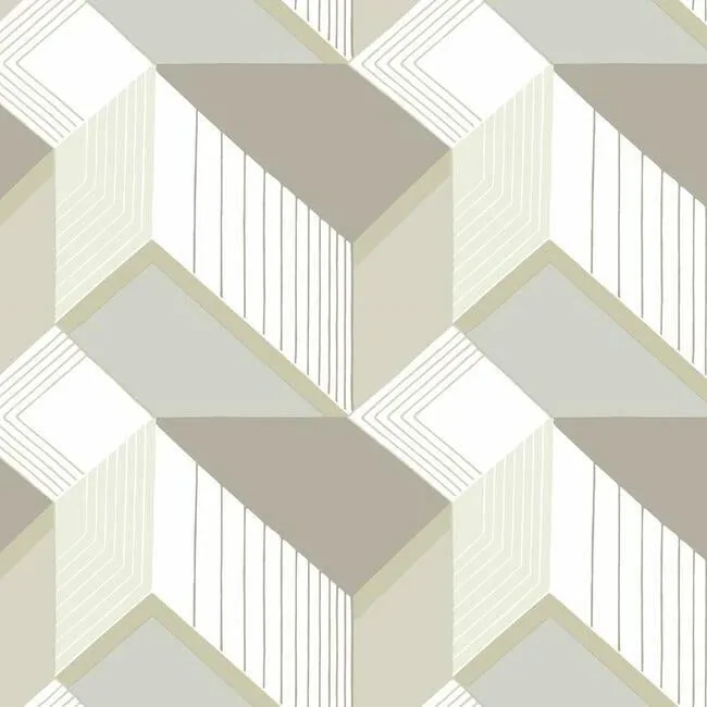 York Wallcoverings Graphic Geo Blocks White & Cream Wallpaper - SKU BW3881