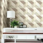 York Wallcoverings Graphic Geo Blocks White & Cream Wallpaper - SKU BW3881
