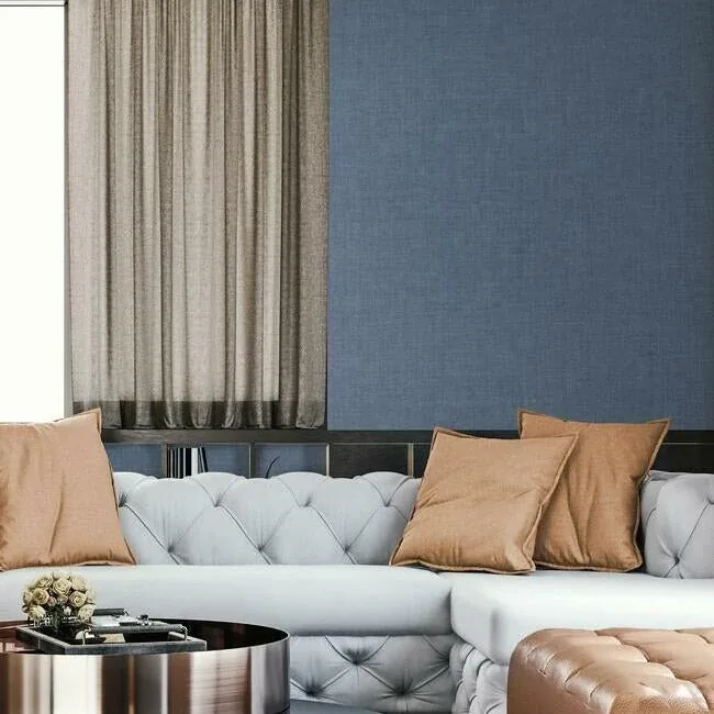 York Wallcoverings Gunny Sack Texture Blue Wallpaper - SKU 5977
