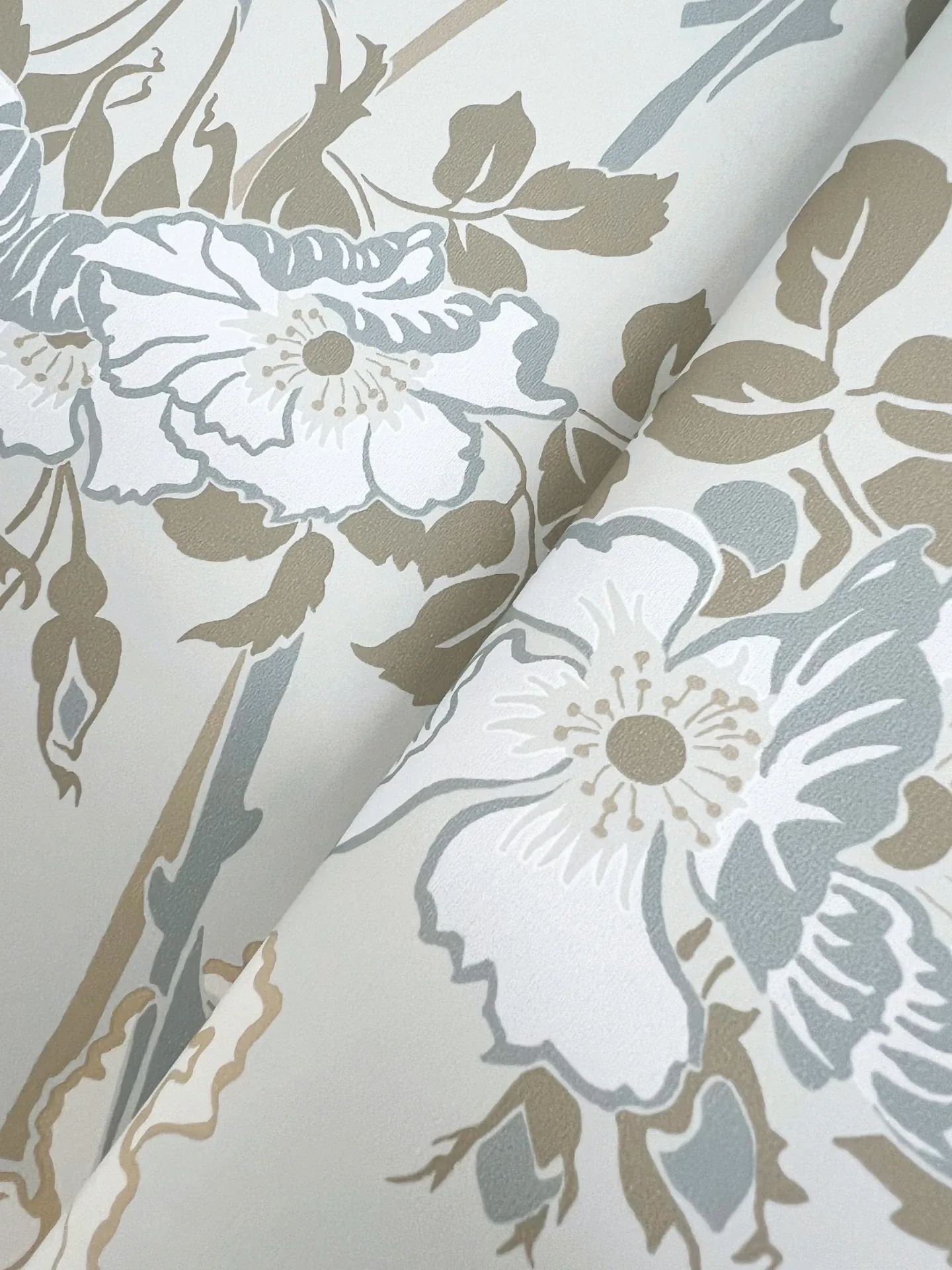 York Wallcoverings Gwendolyn Blue & Suede Wallpaper - SKU MF4755