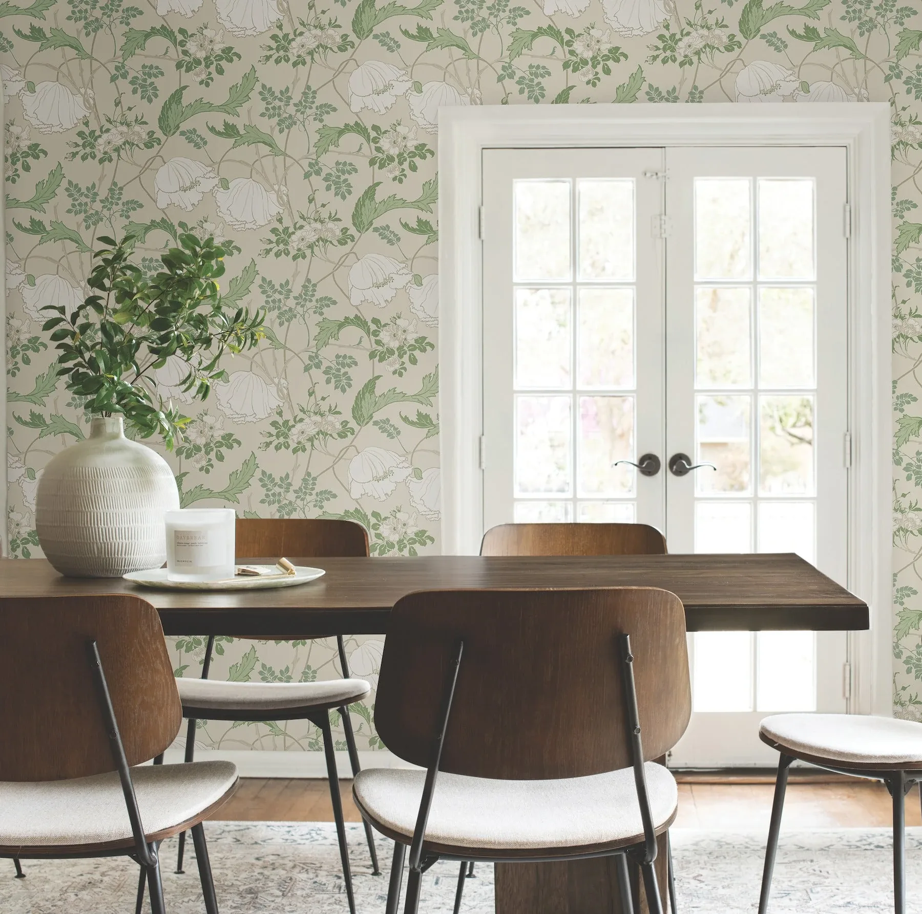 York Wallcoverings Gwendolyn Ecru & Green Wallpaper - SKU MF4751