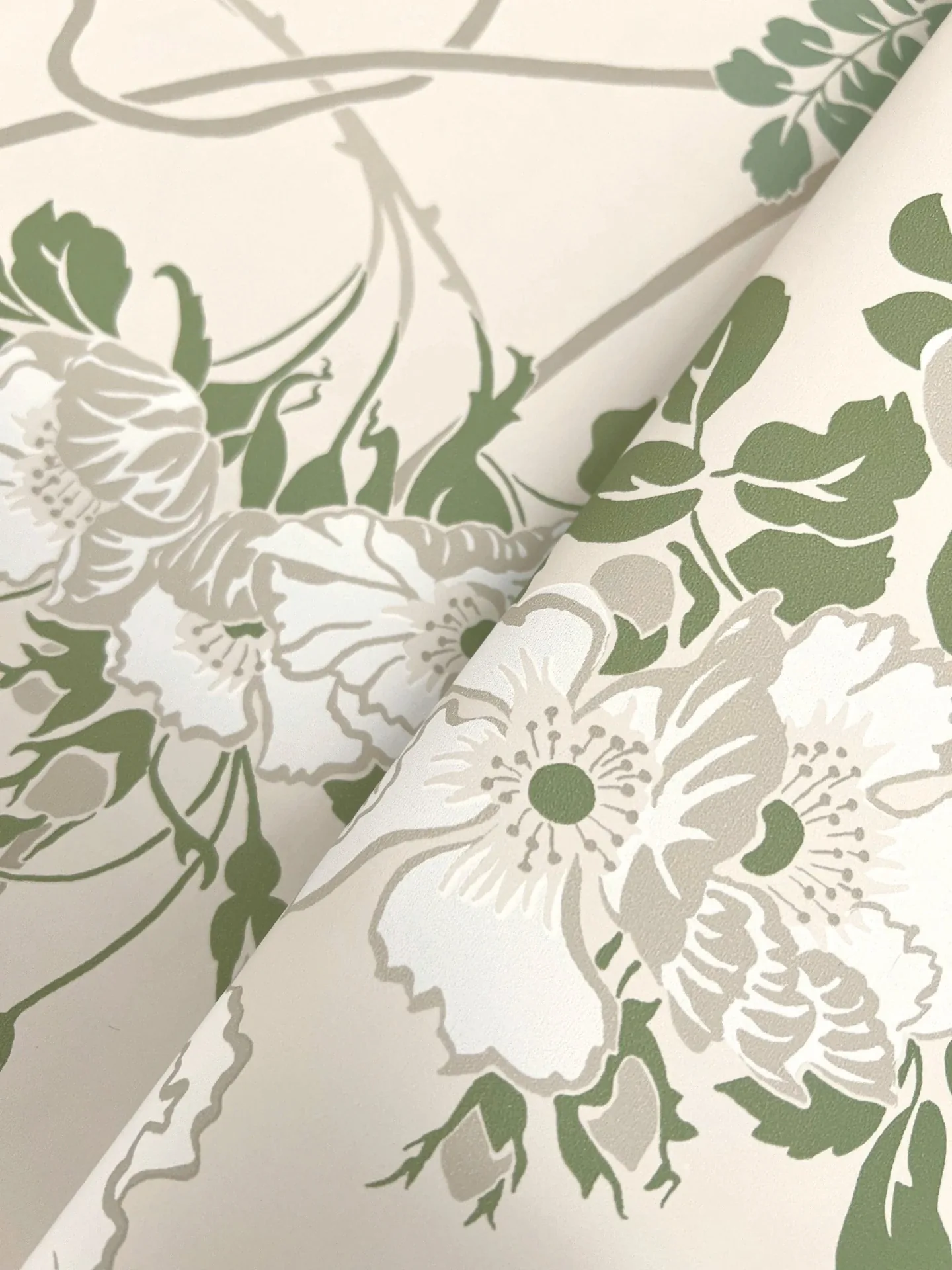 York Wallcoverings Gwendolyn Ecru & Green Wallpaper - SKU MF4751