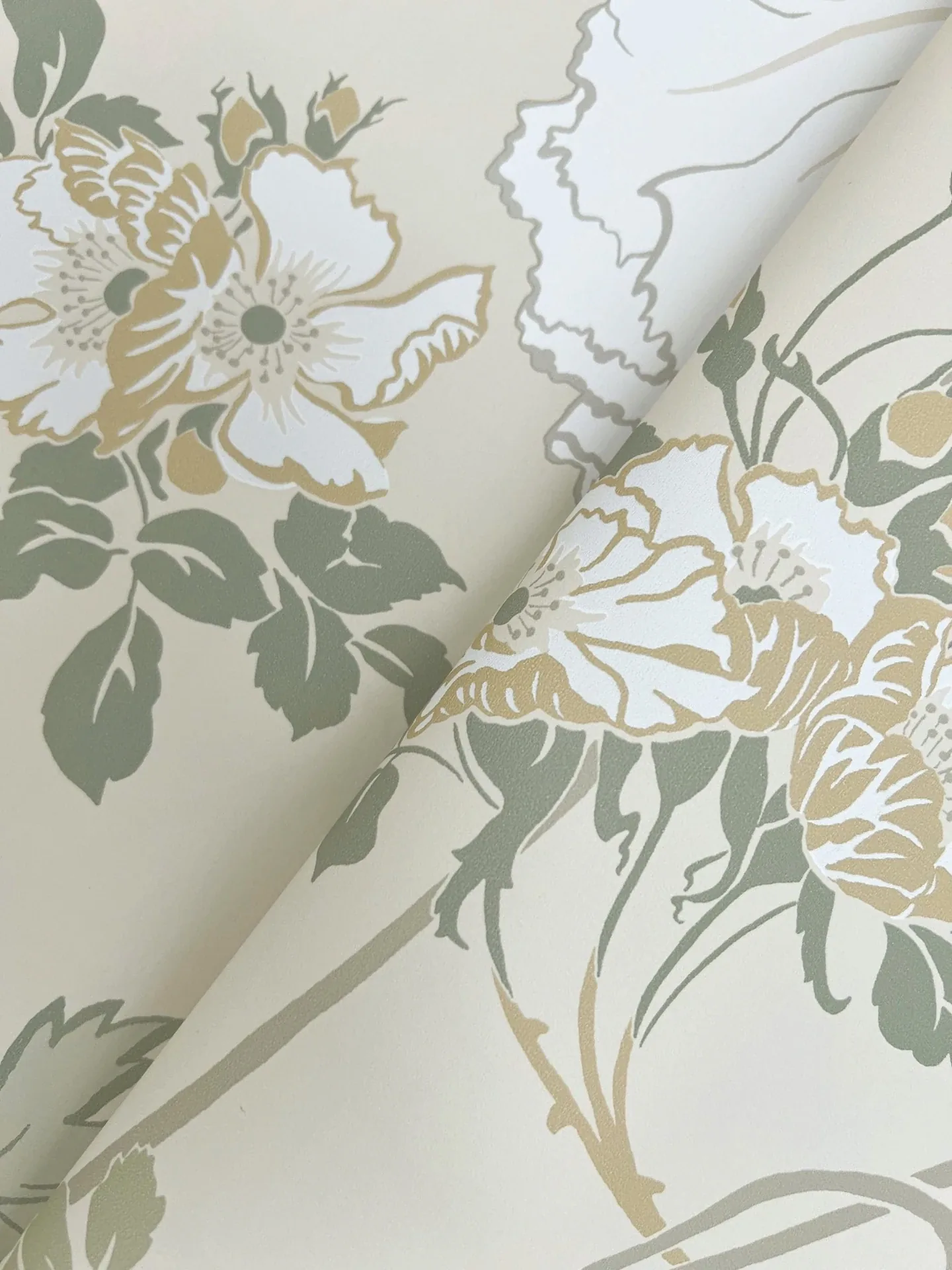 York Wallcoverings Gwendolyn Linen & Sage Wallpaper - SKU MF4754