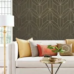 York Wallcoverings Hammered Diamond Inlay Grey & Wood Wallpaper - SKU MM1710