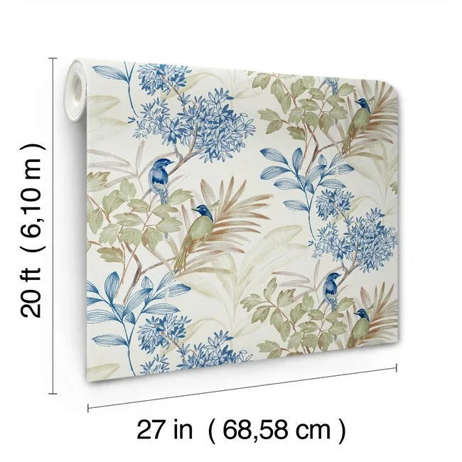 York Wallcoverings Handpainted Songbird Green & Blue Peel & Stick Wallpaper - SKU PSW1518RL